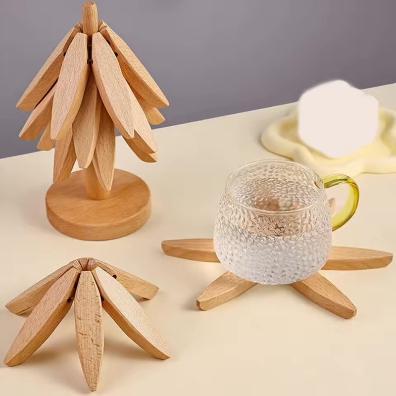 trépied en bois plats chauds