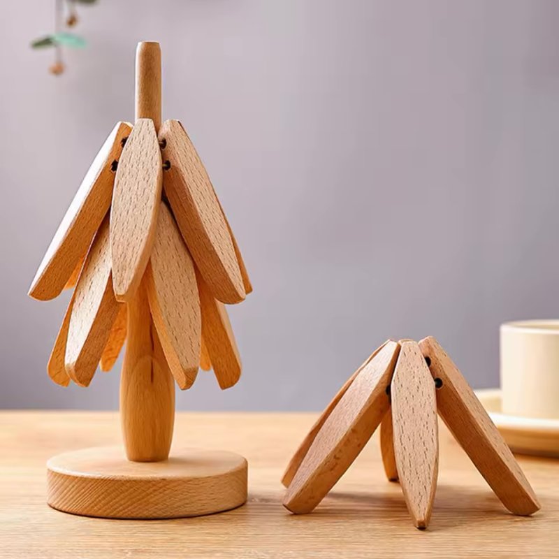 trépied en bois plats chauds