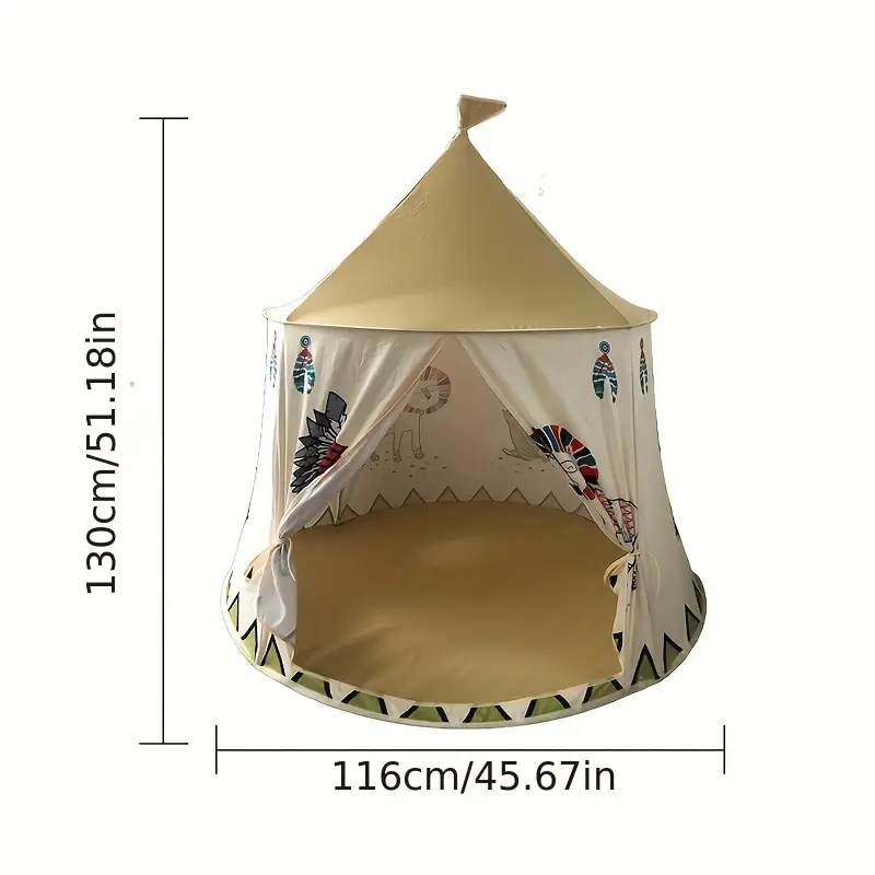 Tente château pliable avec tapis et lampes lumineuses